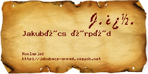 Jakubács Árpád névjegykártya